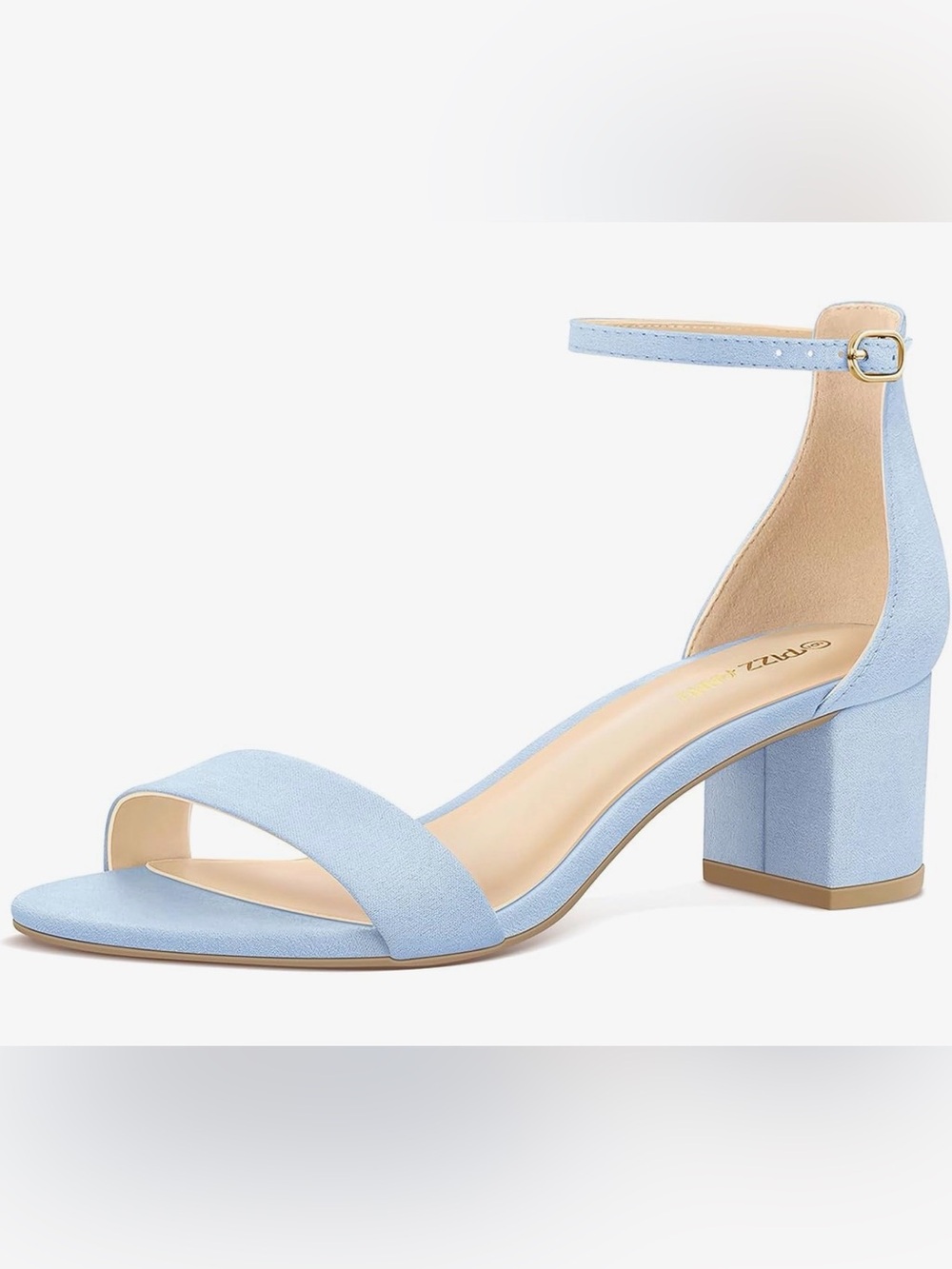 Light Blue Women's Suede Open-Toe Heels - Two-Inch Block Heel